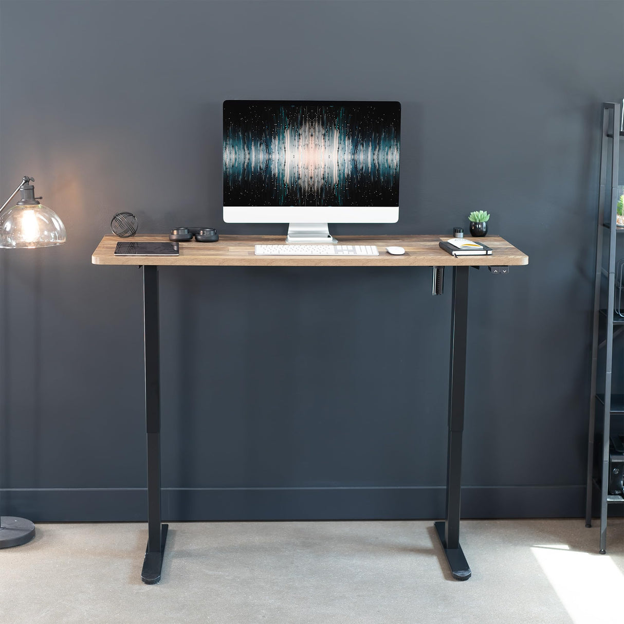 VIVO 60-inch Electric Height Adjustable 60 x 24 inch Stand Up Desk, Reclaimed Wood Solid One-Piece Table Top, Black Frame, Home & Office Furniture Sets, B0 Series, DESK-KIT-B06P VIVO