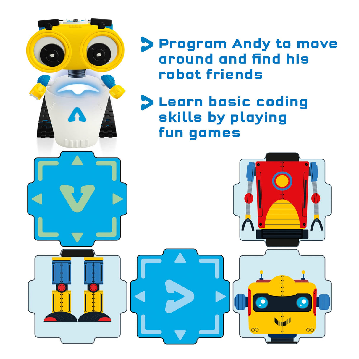 Thames & Kosmos Andy: The Code & Play Robot | Screen-Free Coding & Robotics Kit for Ages 4+ | Pre-Built Robot w/Intuitive Buttons for Preschoolers to Start Programming! | No Smart Device Required Thames & Kosmos
