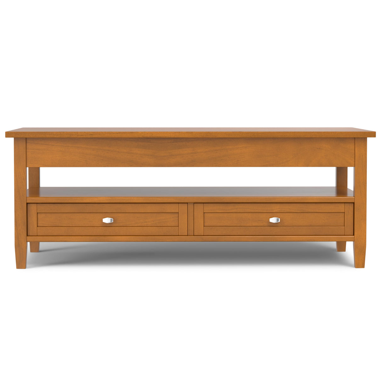 SIMPLIHOME Warm Shaker SOLID WOOD Wide Rectangle Transitional Lift Top Coffee Table for The Living Family Room, 48 inch, Light Golden Brown SIMPLIHOME