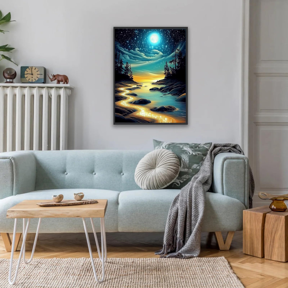 Moon Beach Diamond Art Kit for Adults,5D Full Drill Round Diamond Dot Painting for Beginners,DIY Paint with Diamond Beach Gem Art Painting Adult Crafts for Wall Decor 12x16Inch DIYDECORFUN