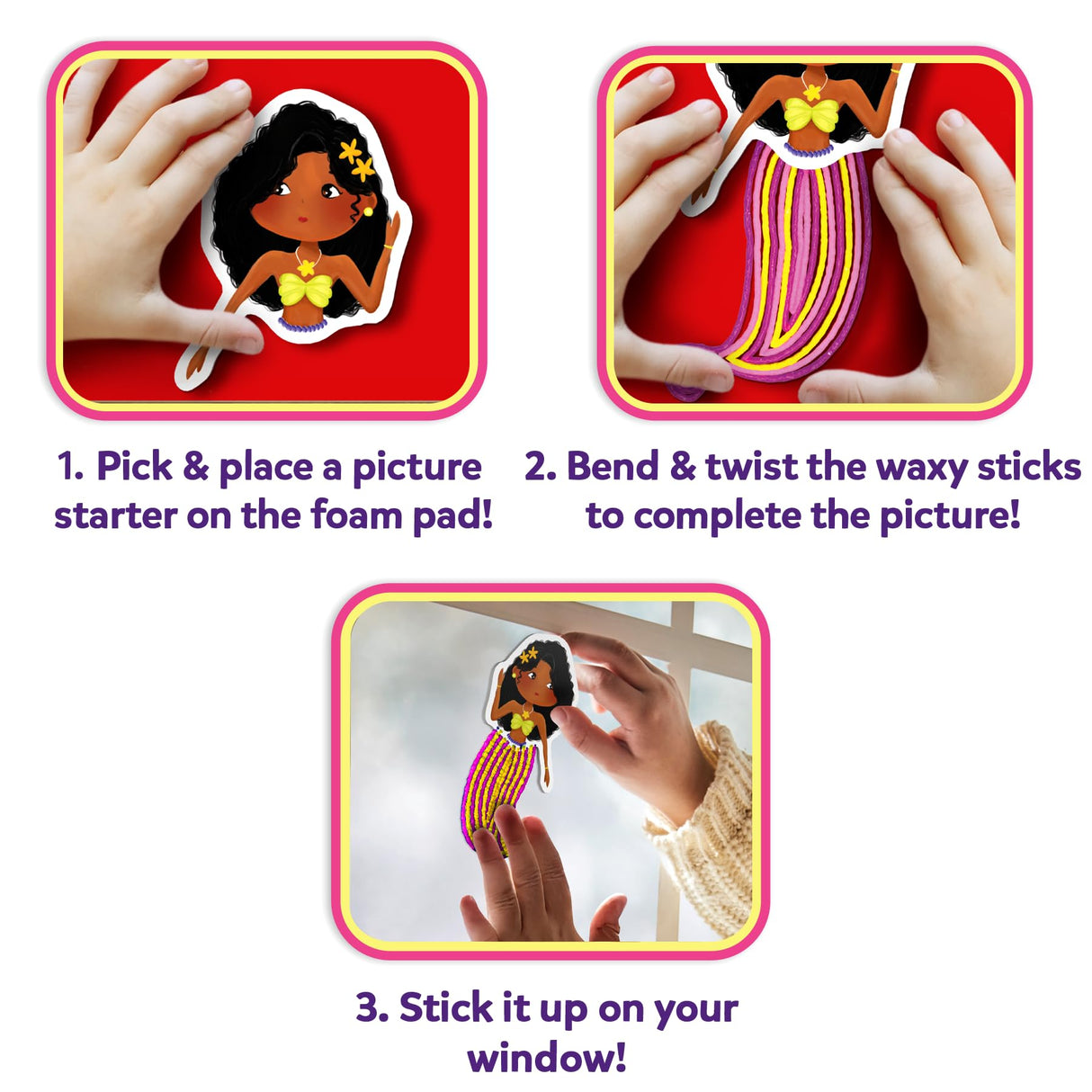 Skillmatics Waxy Stick Art Kit - 100 Bendable & Reusable Waxy Sticks for Mess-Free DIY Fun, Pretty Pictures with Unicorns & Princesses, Creative Gifts for Girls & Boys Ages 5, 6, 7, 8, 9, 10, 11, 12 Skillmatics