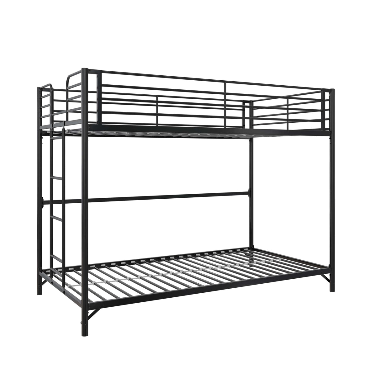 DHP Daven Easy Assembly Metal Bunk Bed for Kids, Teens and Adults, with Ladder, High Guardrail, Metal Slats, Smooth Rounded Edges, No Boxspring Required, Twin-Over-Twin, Black DHP