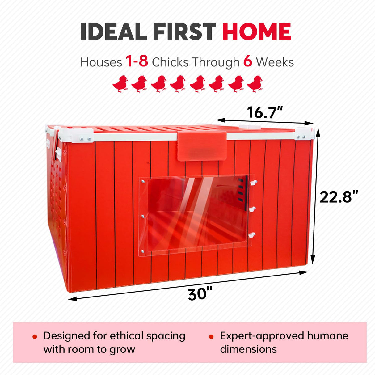 EPHIFY Red Barn Chicken Coop for 1-8 Chicks | 2025 Upgraded Chicken Brooder Box for Chicks, Ducklings, Quail | Portable & Lightweight Plastic Housing EPHIFY