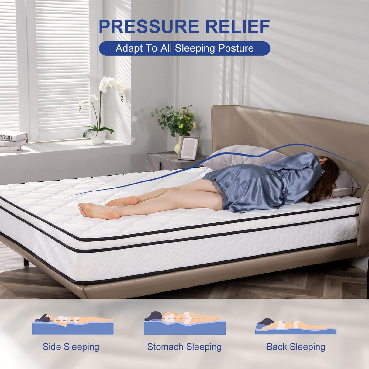 REGOSS Full Size Mattress, 10 inch Full Mattress Hybrid with Bonnell Coil, High Density Full Mattress in A Box, Medium Soft for Pressure Relief REGOSS