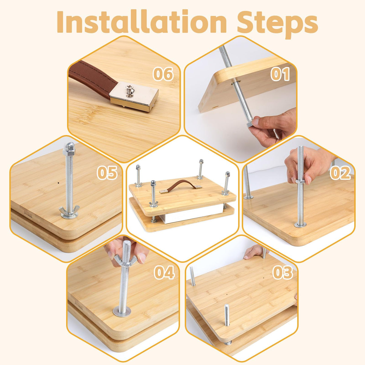 35 PCS Book Press Bookbinding Kit, 15.5" X 11.6" Large Wooden Bamboo Book Binding Tool, Portable Press Materials for Handmade DIY Flower Dezhier