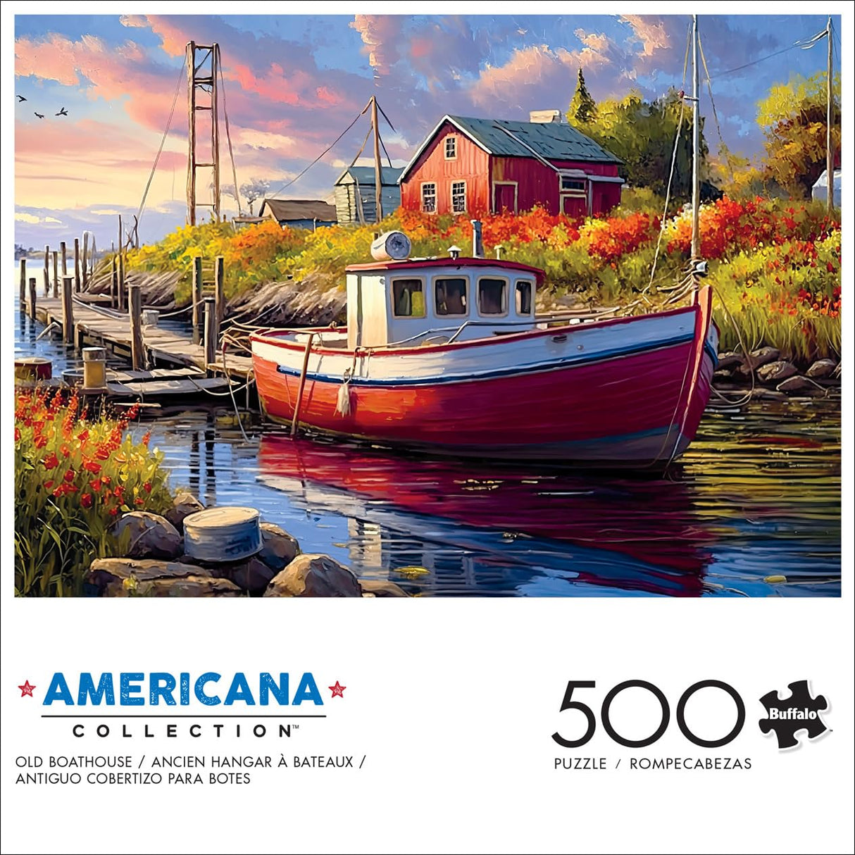 Buffalo Games - Imagine It Images - Old Boathouse - 500 Piece Jigsaw Puzzle for Adults -Challenging Puzzle Perfect for Game Nights - Finished Size is 21.25 x 15.00 Buffalo Games