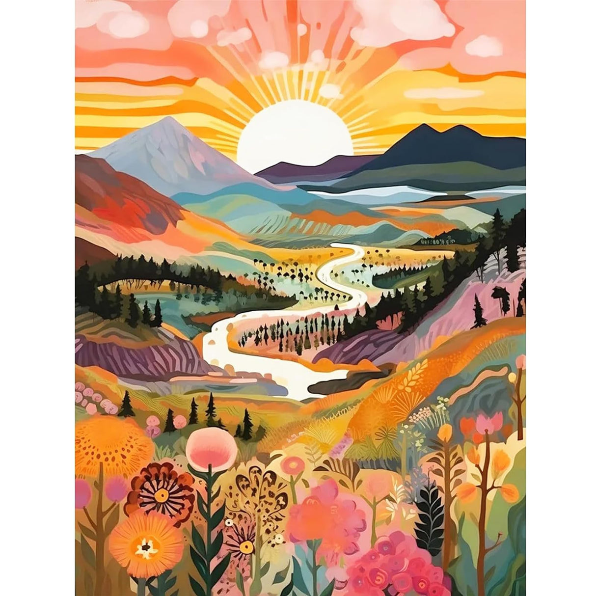 Ausanrl Diamond Art Painting Landscape-Diamond Painting for Adults,5D Diamond Painting,DIY Full Drill Diamond Painting Sunrise Gem Painting and Crafts 12x16inch Ausanrl