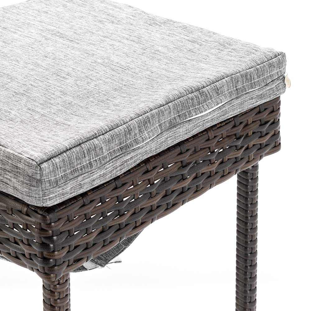 VINGLI Outdoor Bar Stools Set of 2 with Cushions Wicker Bar Stools, Patio Bar Chairs Bar Height Patio Set for Garden Pool Lawn Backyard VINGLI