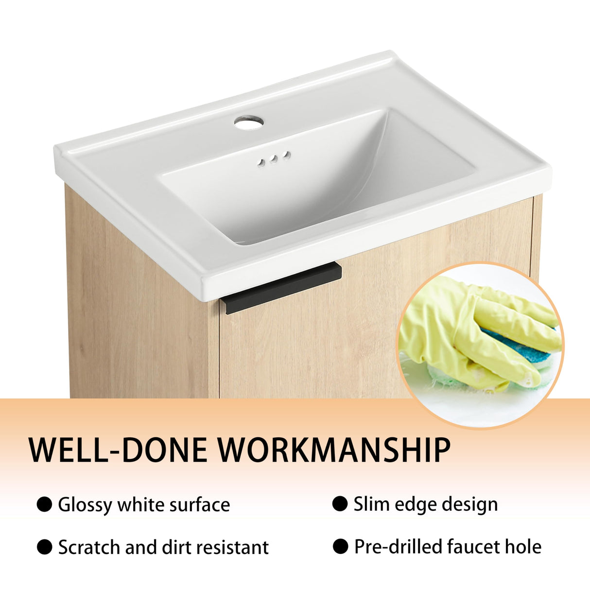 20" Bathroom Vanity with Sink, 20 Inch Floating Bathroom Vanity for Small Space, Single Sink Bathroom Vanity Combo, Modern Bathroom Vanity, Brown Wall Mounted Cabinet Set Mocoastn