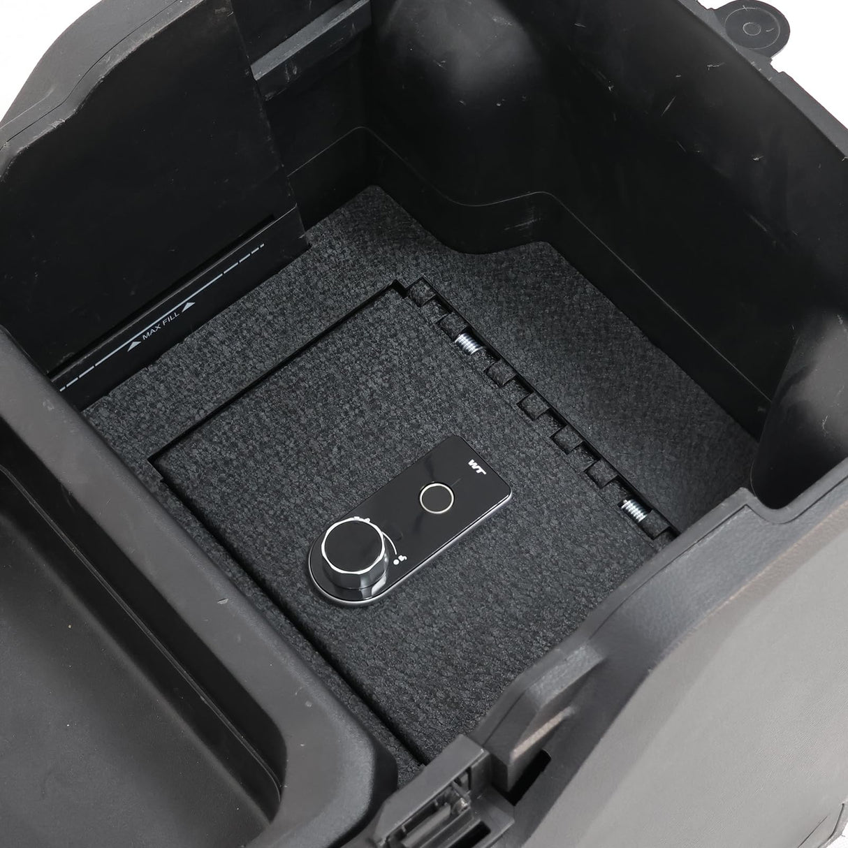 Center Console Safe Gun Safe, WASAI Console Gun Vault Lock box Compatible with RAM 1500/2500/3500 LARAMIE/BIGHORN/POWERWAGON 2019-2025, NOT FIT Cup Holder with Cover, Fingerprint Lock with Backup Key. WASAI