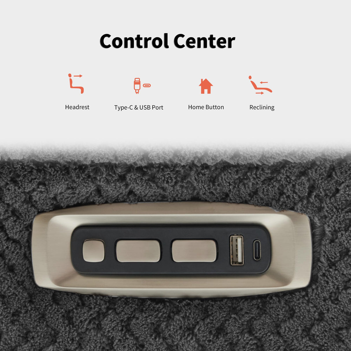 MCombo 64.6" Oversize Power Reclining Loveseat Sofa with Adjustable Headrest, Heat and Vibration Massage, Electric Loveseat Recliner with USB Charge Ports for Living Room 6855 (Dark Grey) MCombo