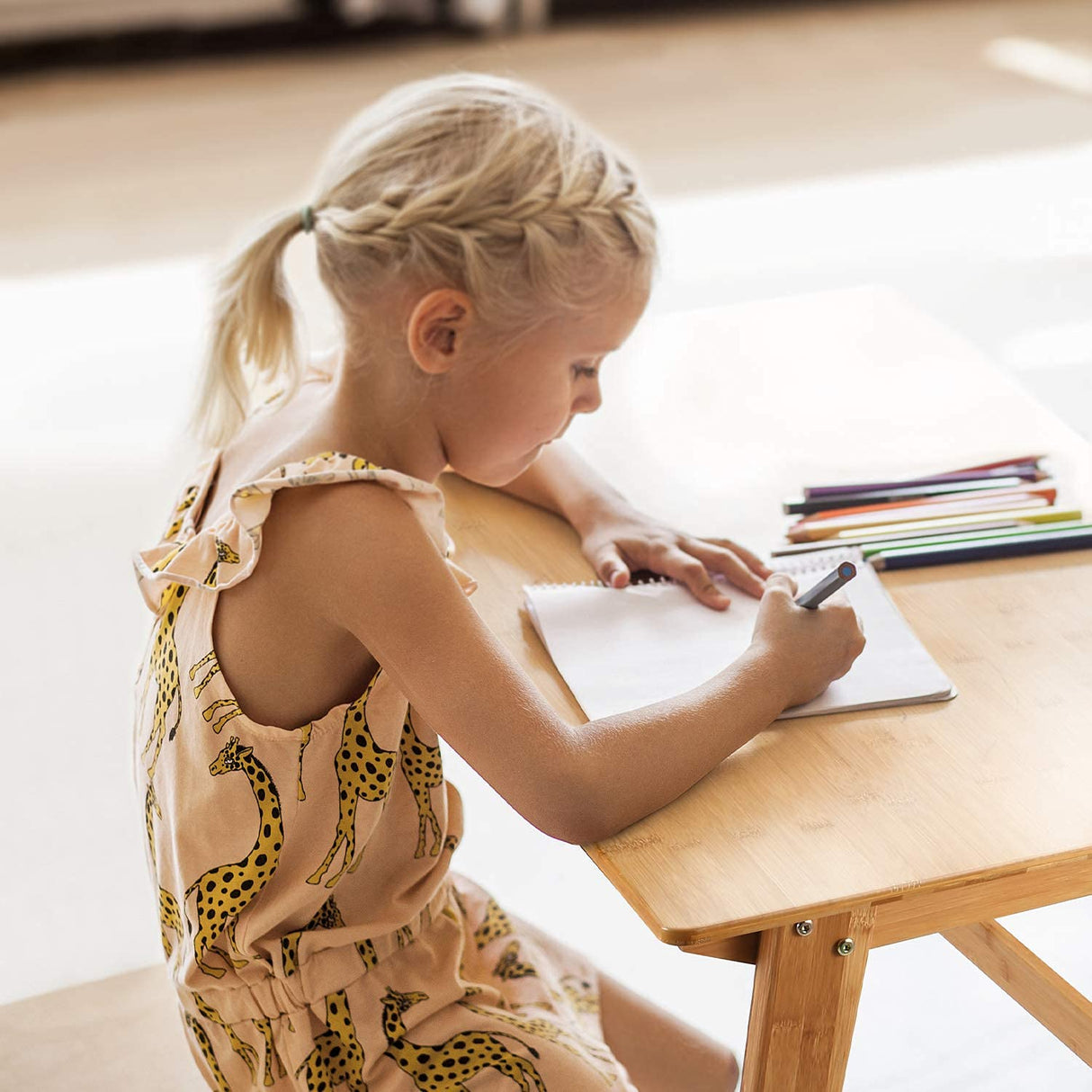 Nnewvante Writing Computer Desk 31.5" Bamboo Home Office Table with Large Drawer, Modern Furniture Simple Study Makeup Workstation Nnewvante