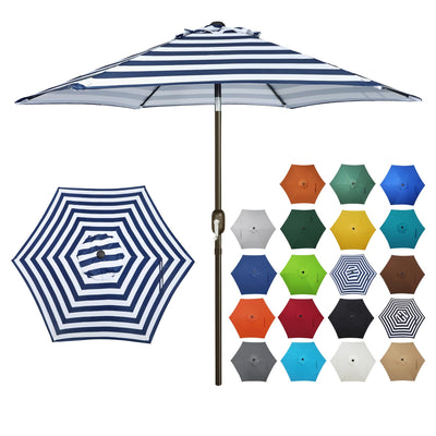 Blissun 7.5 ft Patio Umbrella, Yard Umbrella Push Button Tilt Crank (Blue&White)