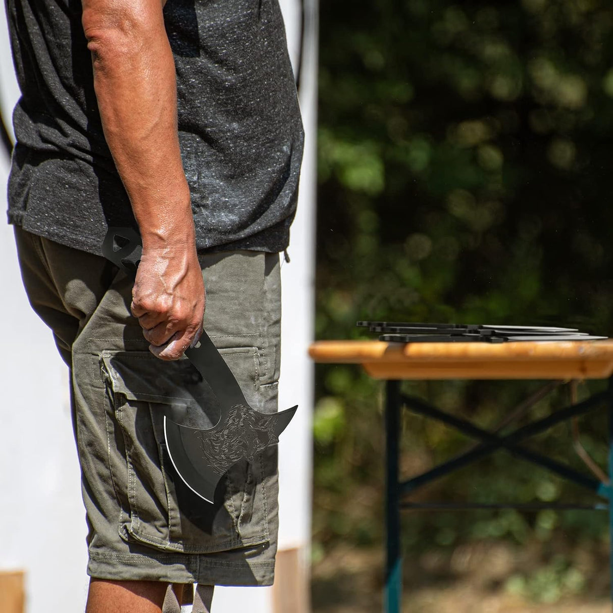 Throwing Axe and Tomahawk 3 Pack Protective Nylon Sheath with Built-in Corkscrew,10.4" Full Tang Stainless Steel Throwing Tomahawk Fogein