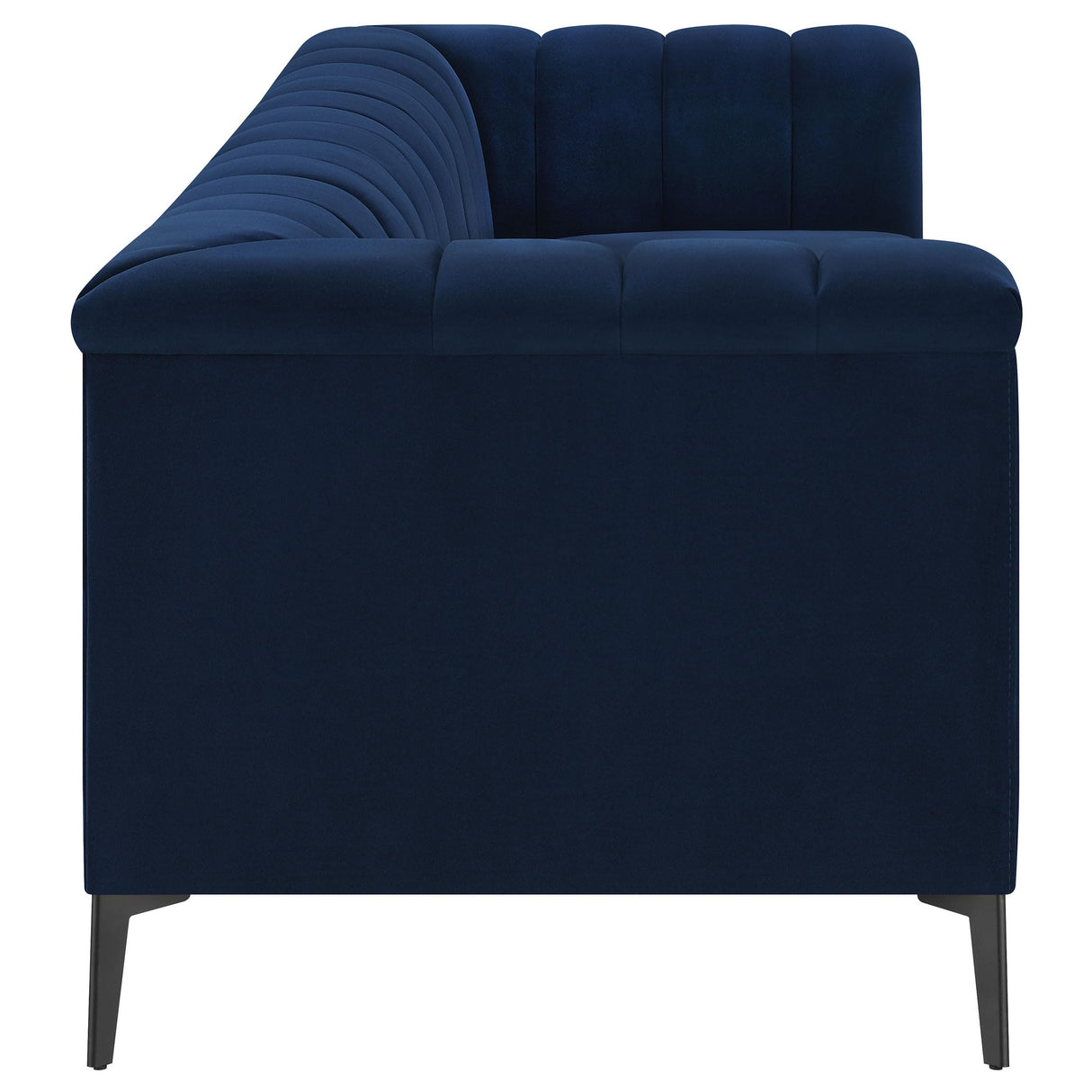 Coaster Home Furnishings - Chalet - Matte Velvet Fabric Upholstered Stationary Tufted Sofa with Tuxedo Arm and Pocket Coil Springs - Contemporary - Living Room - Blue - 509211 Coaster Fine Furniture