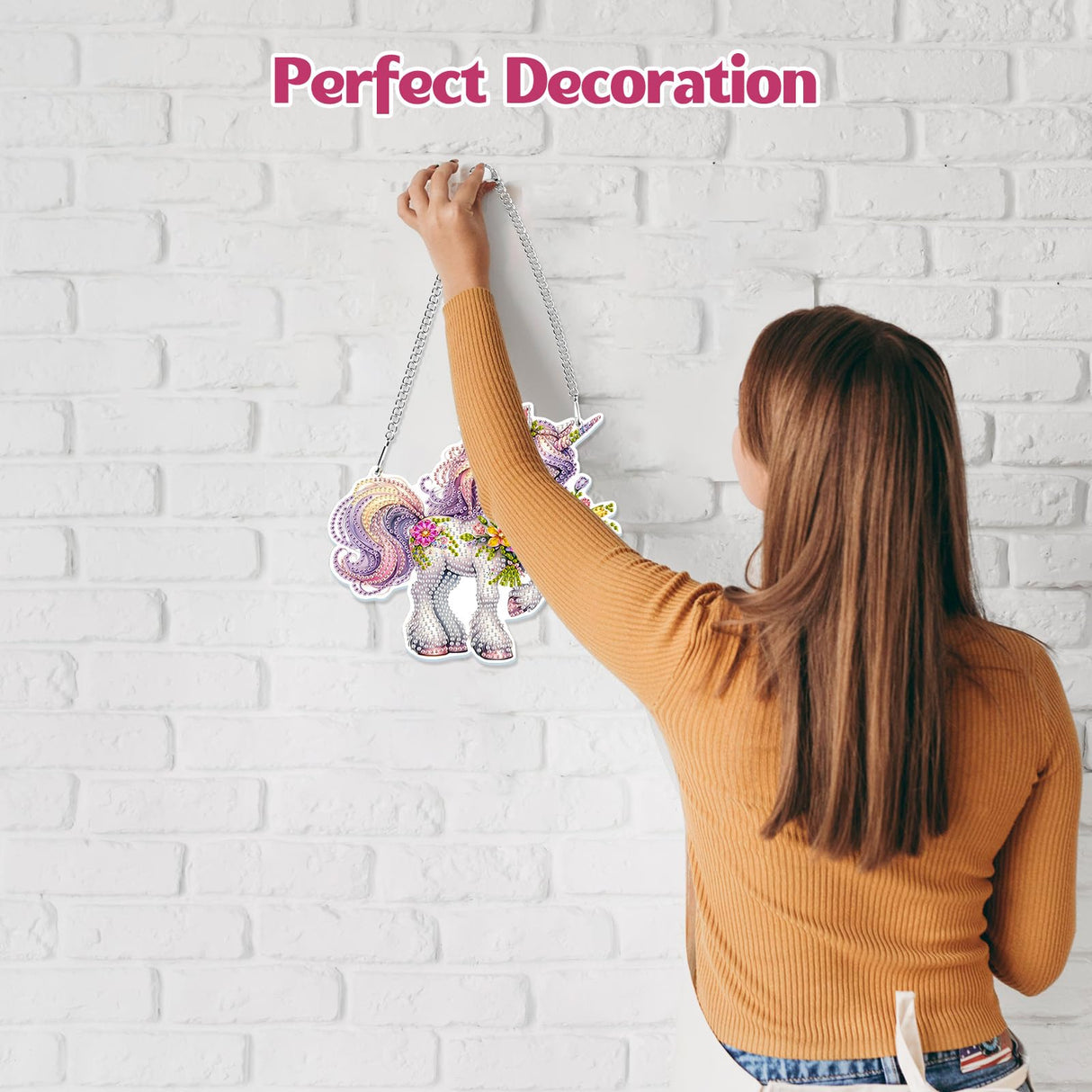 GHHKUD Hanging Diamond Painting Pendant Unicorn Ornament Kits - DIY Animal Decoration with Chain Diamond Art Hanging for Adults Kids, Double Sided Handmade Gifts for Holiday Decor GHHKUD