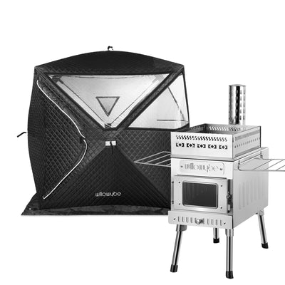 WILLOWYBE Portale Outdoor Sauna Set with Sauna Tent, Sauna Wood Stove, Sauna Stone for Dry Sauna, Cooking for Family and Friends