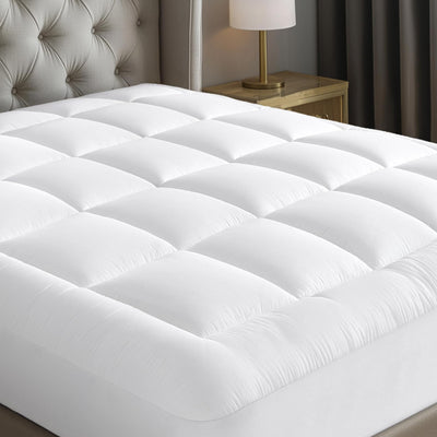 Cloud-Like King Mattress Topper - 100% Cotton Top Mattress Pad for Back Pain Relief - Breathable & Naturally Cooling for Hot Sleepers