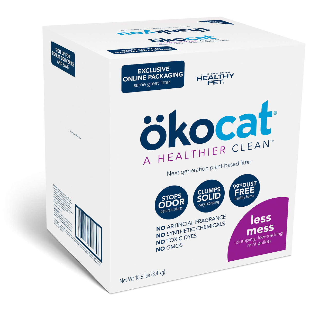 ökocat Less Mess Natural Wood Clumping Cat Litter Mini-Pellets, Great for Long-Hair Breeds, 18.6 lbs, Large ÖKOCAT