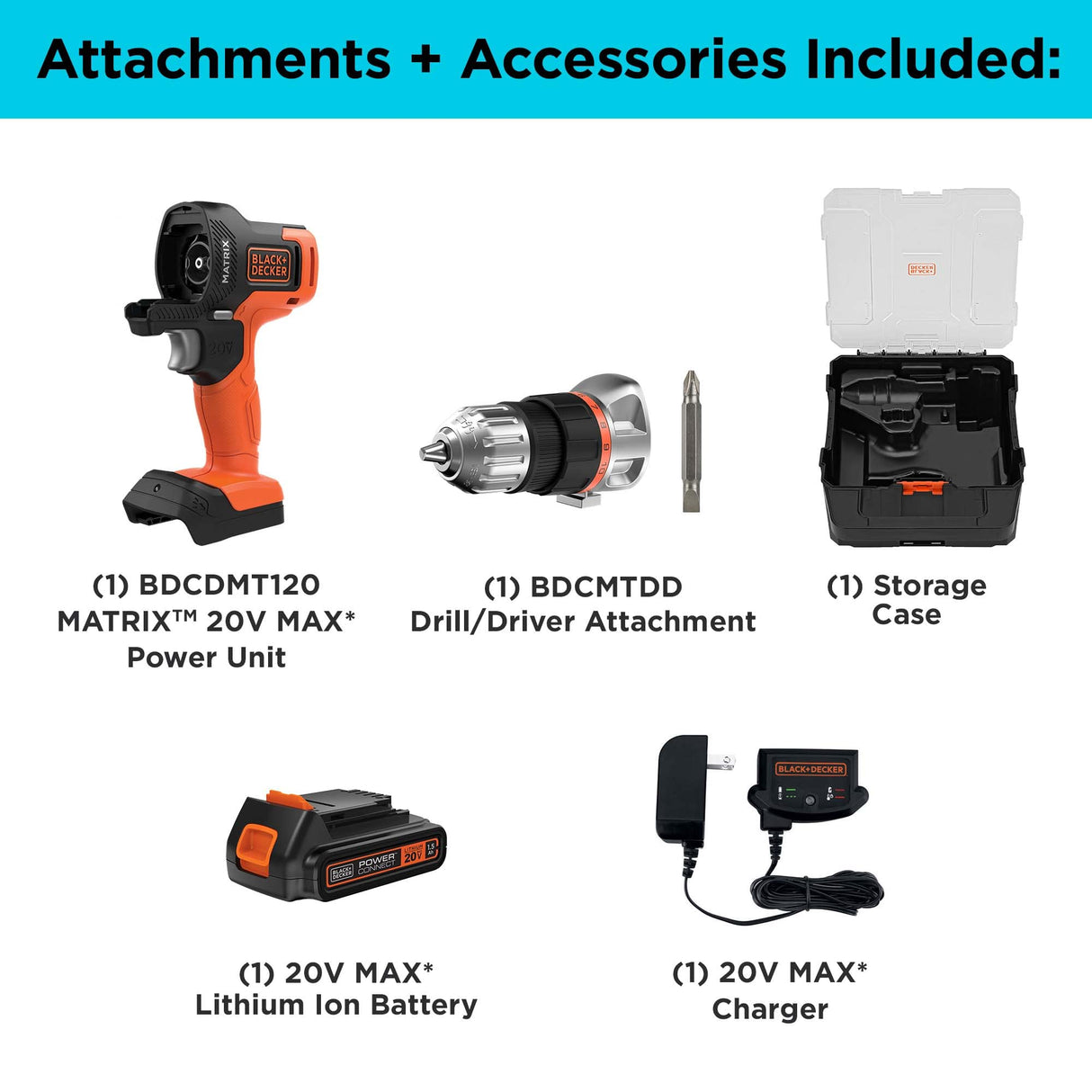 BLACK+DECKER BLACK+DECKER MATRIX 20V MAX* Drill Kit with Storage Case (BDCDMT120CSTFF) BLACK+DECKER