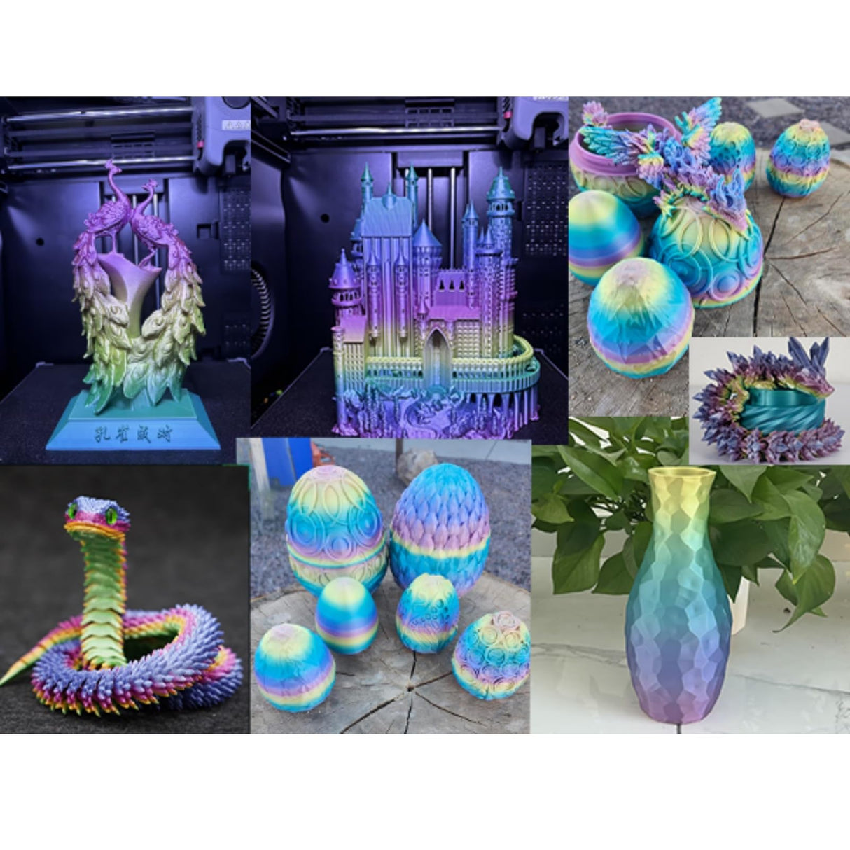 Kingroon Silk PLA Filament 1.75mm Rainbow Filament 3D Printer Filament Color Changing Filament 1kg Dimensional Accuracy ±0.03mm,Fit Most 3D Printers(Lovely) Kingroon