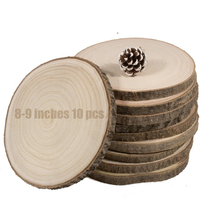 10pcs/Pack 8-9 Inches Wood Slices Large Natural Wood Rounds Centerpiece Decoration Wood Circles Rustic Wood Slices for Centerpiece Decoration, Wedding, Party, DIY, Craft, Wood Decor