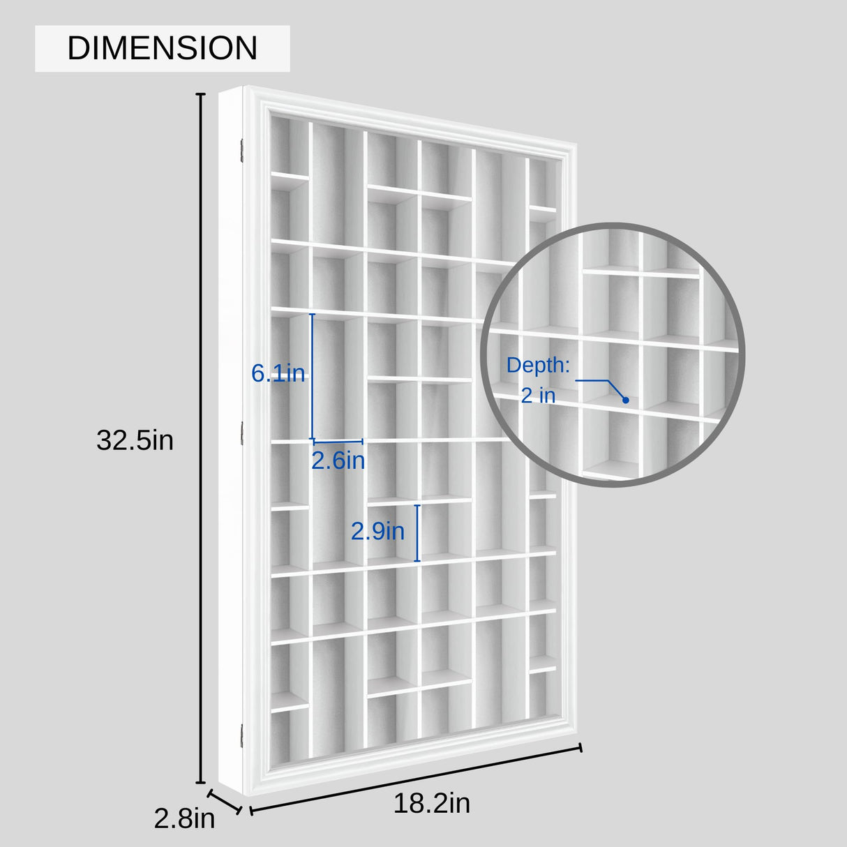 ILOT Shot Glass Display Cabinet Solid Wood - Large Display Case for Collectibles | Man Cave Accessories | UV Protection Acrylic Door | Wall Mounted ILOT