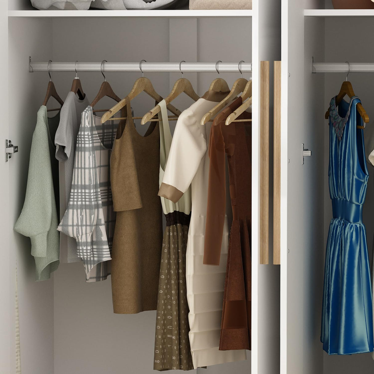 AIEGLE Wardrobe Armoire Closet with 4 Door, Large Freestanding Armoire Wardrobe Cabinet with Shelves & 3 Hanging Rods, Bedroom Wood Clothes Storage Cabinet Organizer, White 63" W AIEGLE