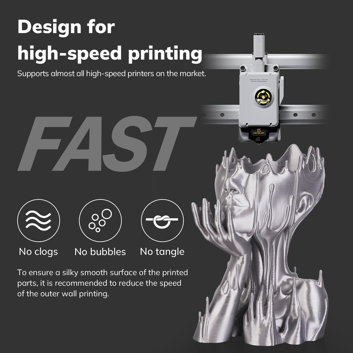 AMOLEN Silk PLA Filament Mercury Silver, 3D Printer Filament 1.75mm for 3D Printing 1kg(2.2lbs) Spool Compatible with Most FDM Printer AMOLEN