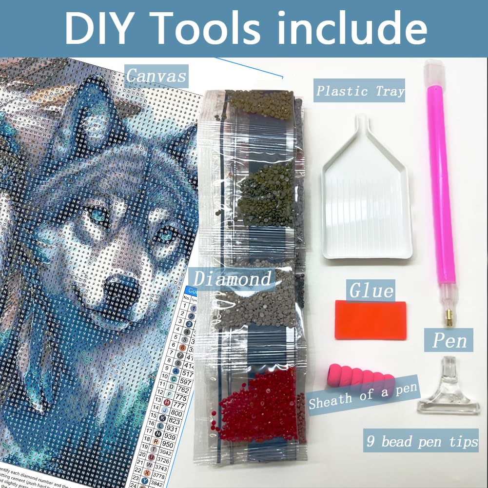AMORARS 5D Diamond Painting Kit for Adults, Wolf Diamond Art Beginners - DIY Full Diamond Dot Gem Art Paintings, Suitable Gifts, and Home Decoration Crafts, 12x12Inch AMORARS