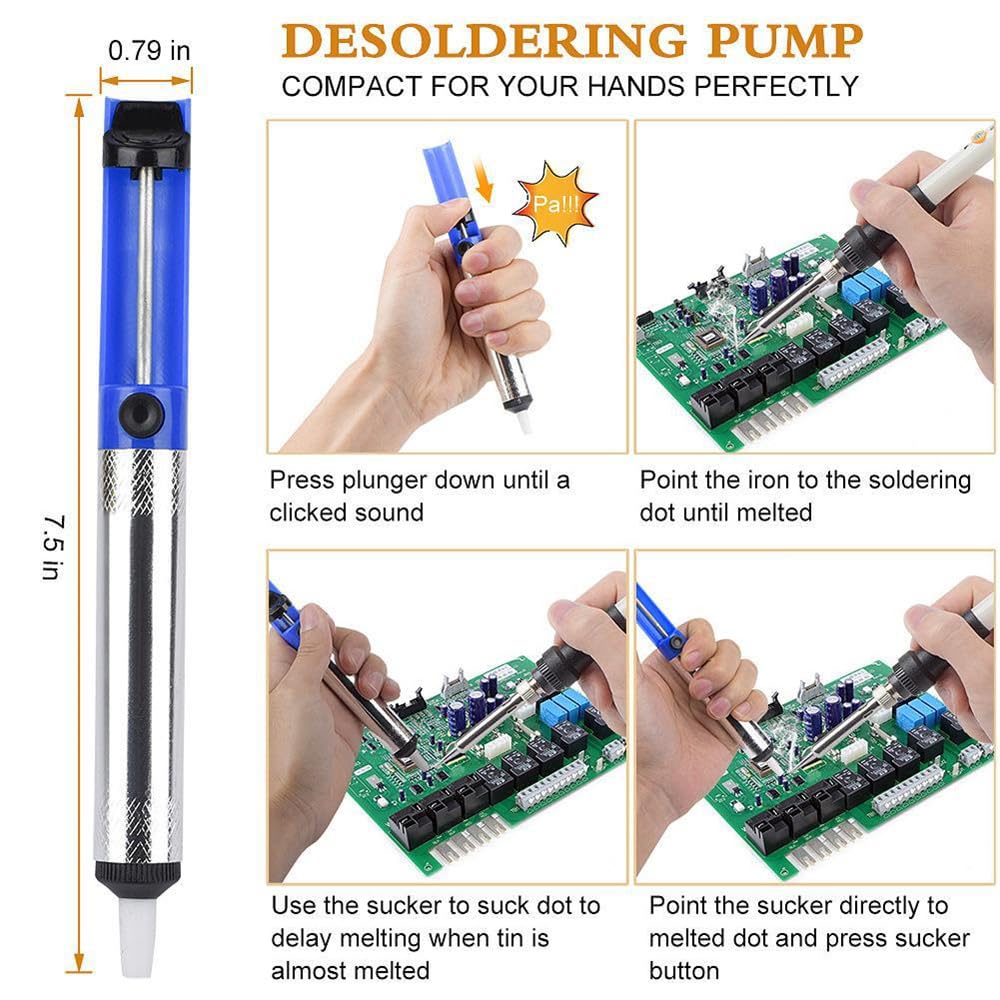 Electric Sodering Iron Kit set 110V 60W Adjustable Temperature Soldering Iron Digital Multimeter 5pcs Soldering Tips Solder Wire Stand, Desoldering Pump Tweezers Welding Tool Screwdriver wire stripper daGodtech