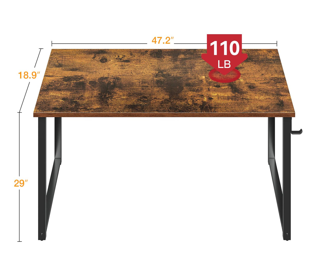 ODK 48 Inches Computer Desk for Home Office, Office Table for Small Spaces, Writing Desk with Headphone Hooks, Vintage ODK