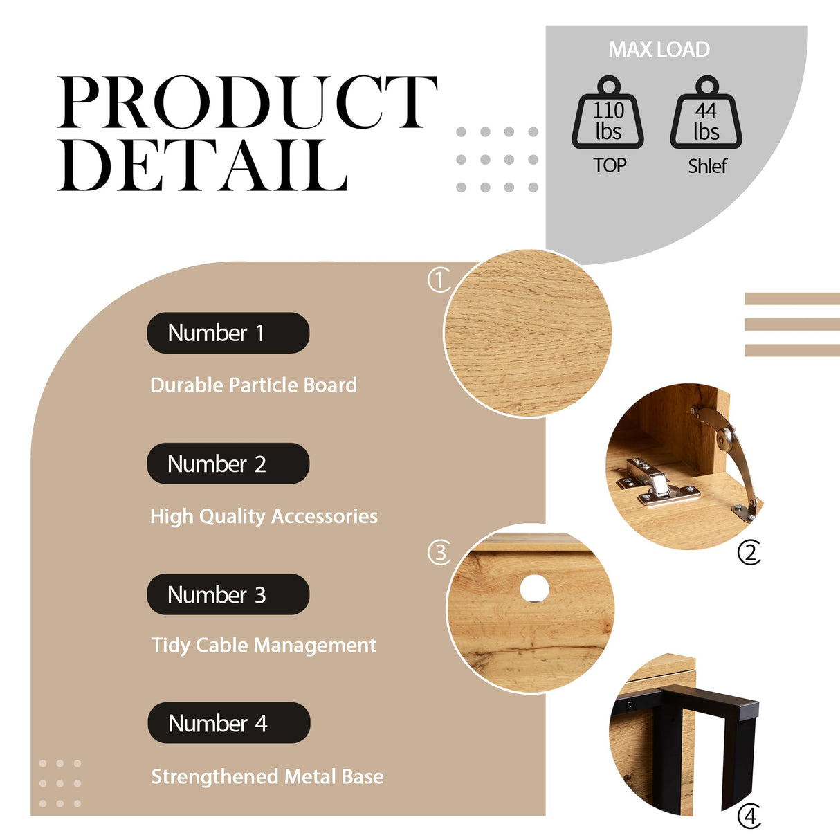 Virubi Modern TV Stand with 3 Cabinets & Open Shelves, Minimalist Wooden Entertainment Center for TVs Up to 80”, Sturdy TV Console for Living Room Bedroom Decor Virubi