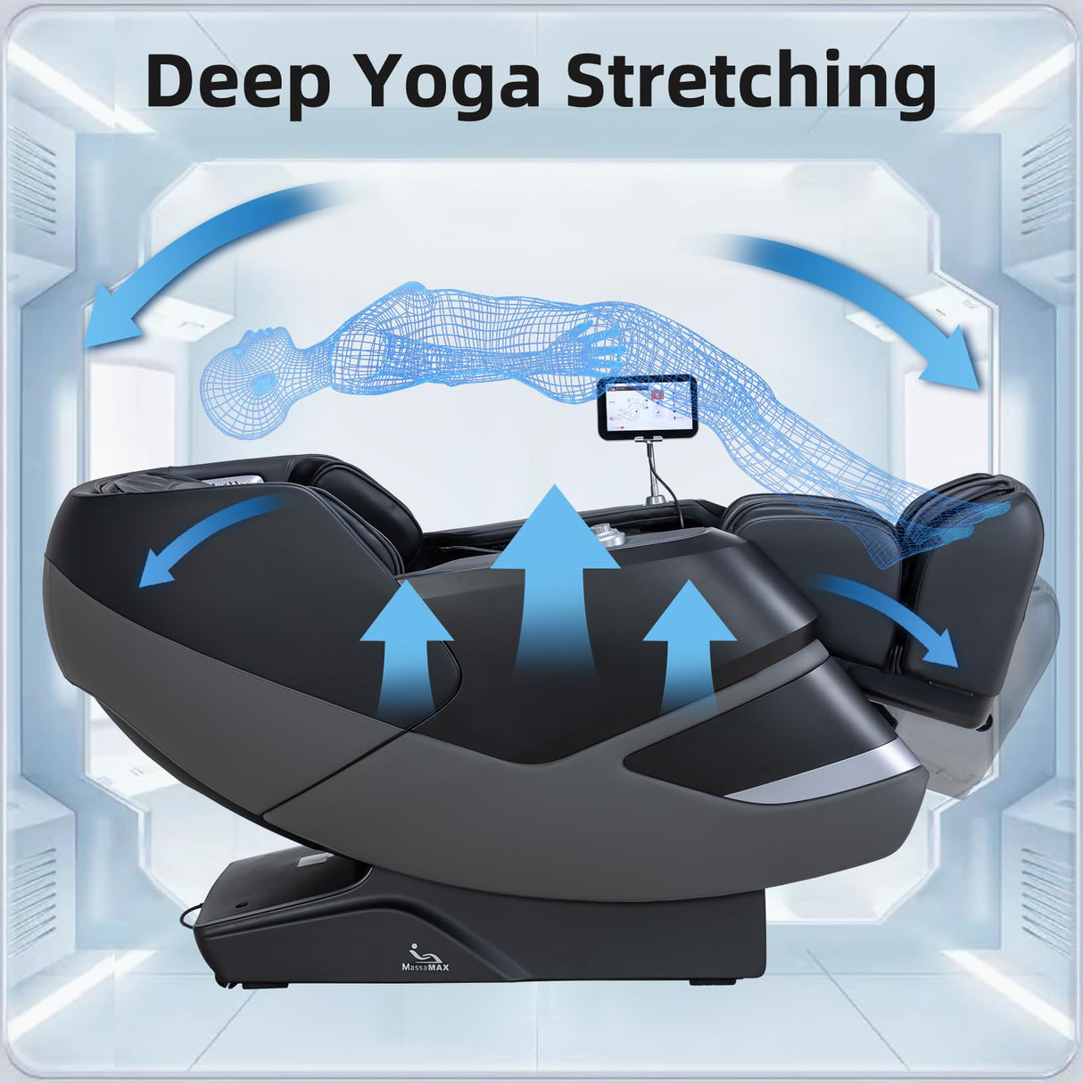 MassaMAX MT339 4D Massage Chair, Full Body Shiatsu Recliner with Auto Extendable Footrest, Zero Gravity, SL Track, Deep Yoga Stretch,15 Modes, AI Voice Control, Foot Rollers, and Heating (Deep Black) MassaMAX