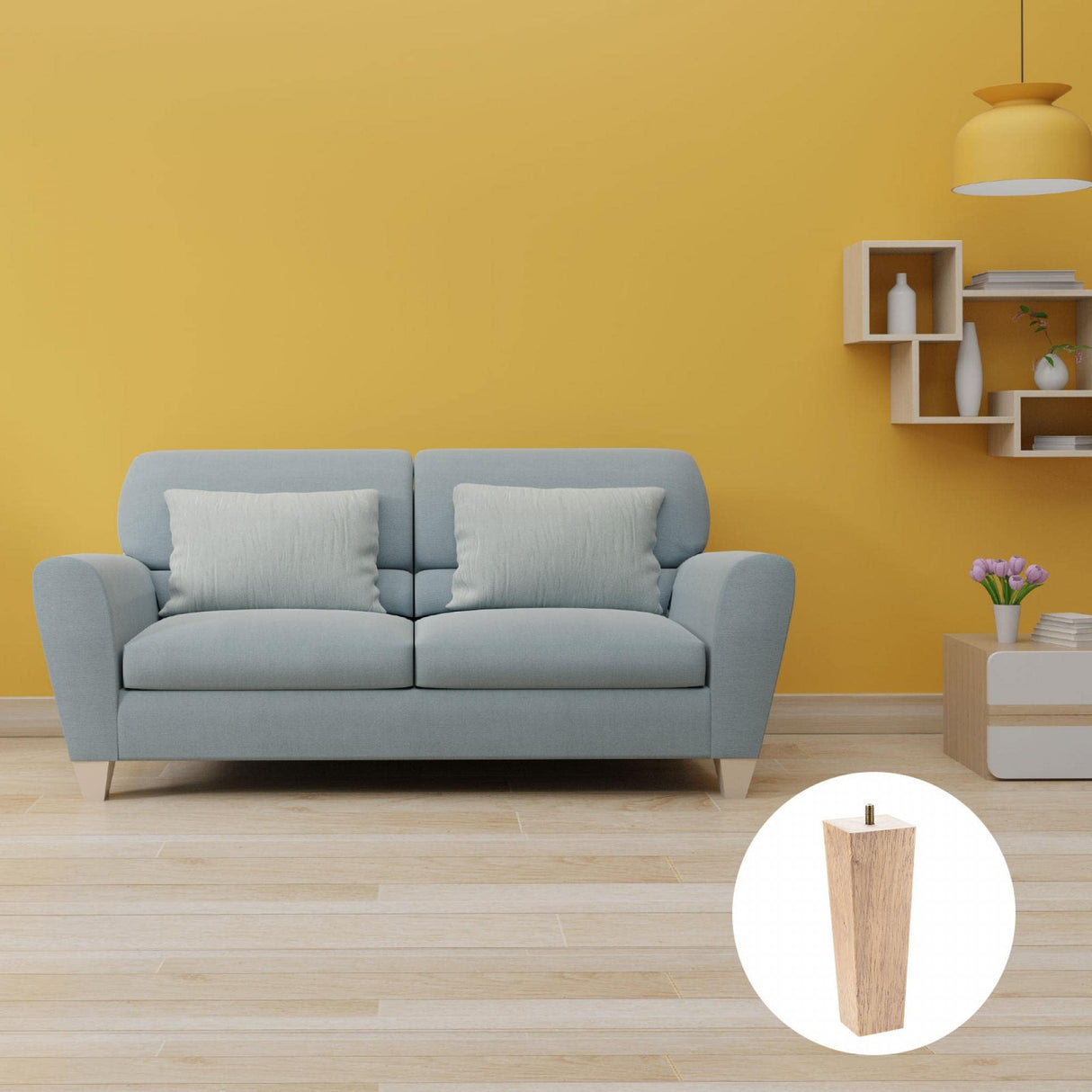 uxcell Furniture Legs, 7 Inch(180mm) Set of 4 Square Solid Wood Couch Legs Feet Chair Table Feet Sofa Support Replacement Parts, Light Brown uxcell