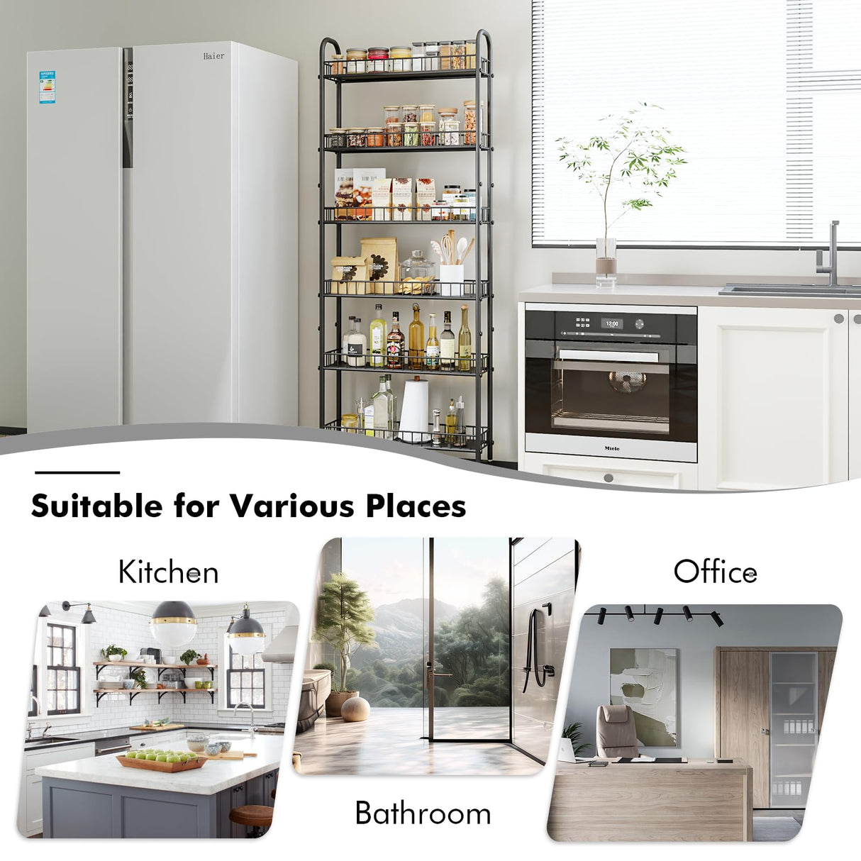 Qiaoxuan 6 Tier Slim Storage Cart with Wheels, Metal Mobile Shelving Unit Organizer Utility Cart for Office Bathroom Kitchen Laundry Room Narrow Places (6inches) Qiaoxuan