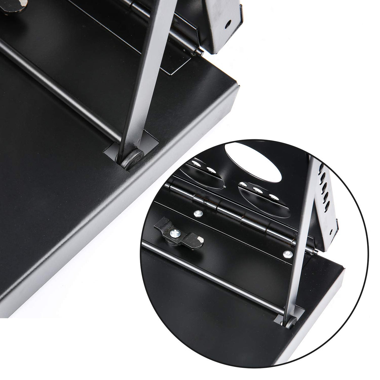 Polmart 4-Tier Brochure Stand. Heavy Literature Display Magazine Rack with Adjustable Pockets. Portable Collapsible Design with Carry Bag for Trade Shows, Offices, Retail Stores (Black) Polmart