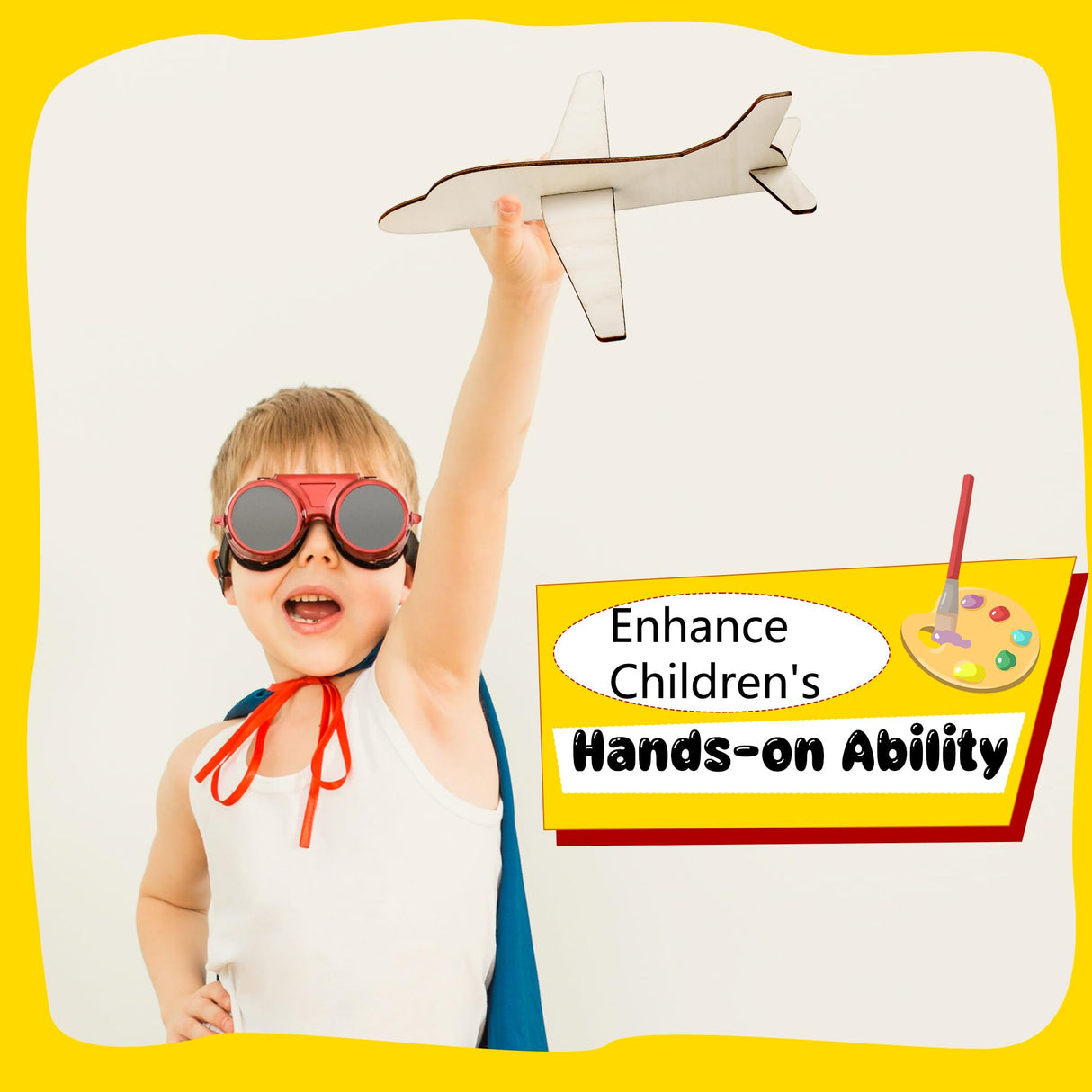 Feradny 24 Pack Wooden Airplane Toys DIY Paint Aircraft Wood Planes Handicraft Wood Airplane for Kids School Art Craft Projects Home Activity Birthday Gifts Feradny