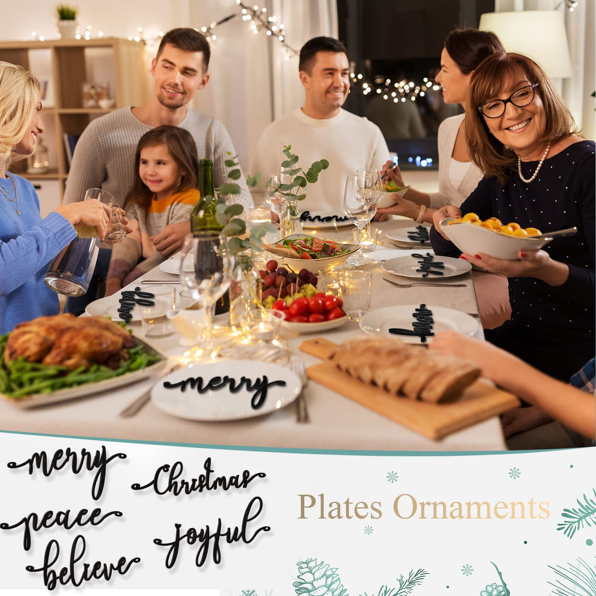 20 Pcs Merry Christmas Sign Xmas Wooden Cutout Letter Plate Ornaments Rustic Merry Sign Christmas Wooden Sign Table Decors Joyful Peace Believe Cutout Plates Ornament for Home Christmas(Black) Jetec