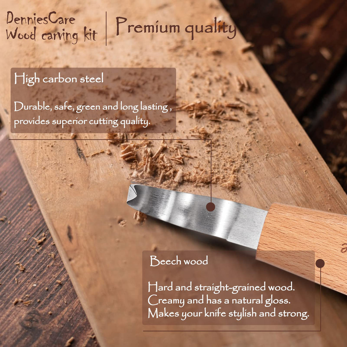 DenniesCare Wood Carving Kit Wood Whittling Kit for beginners 20pcs Wood Carving Tools with 4pcs carving knife, Basswood Wood Blocks, Gloves, Storage Bag, Frosted Sponge, Gifts Set DenniesCare