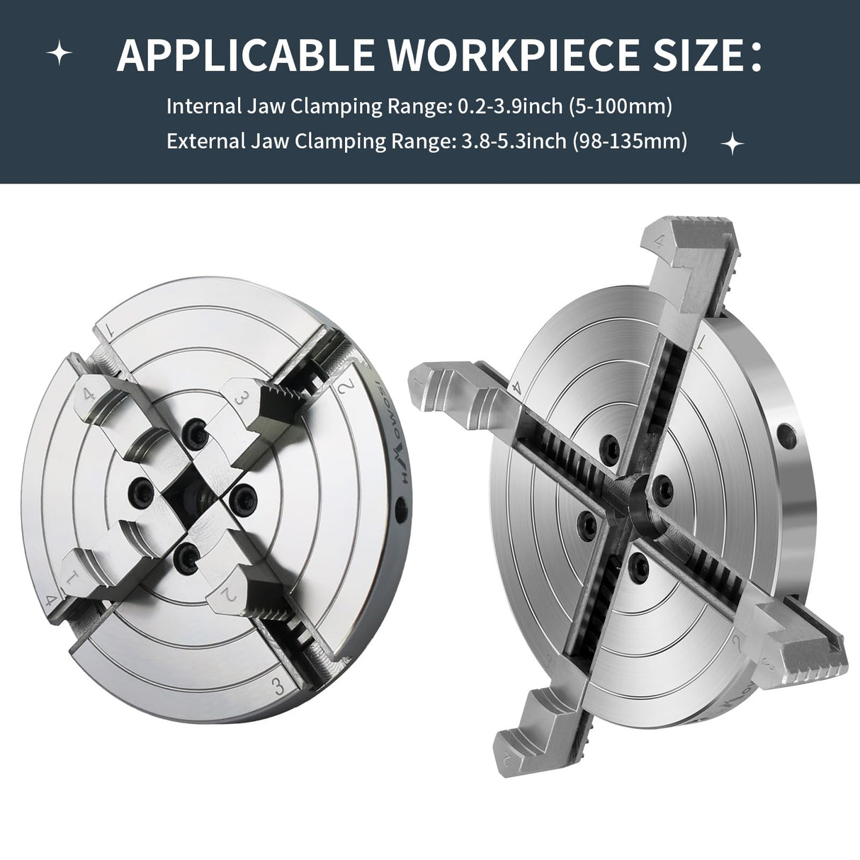 Wood Lathe Chuck 6 inch 4 Jaws Self-Centering Lathe Chucks Thread 1 x 8TPI Lathe Chuck,4 Jaw Chuck for Wood Lathe HAowosi
