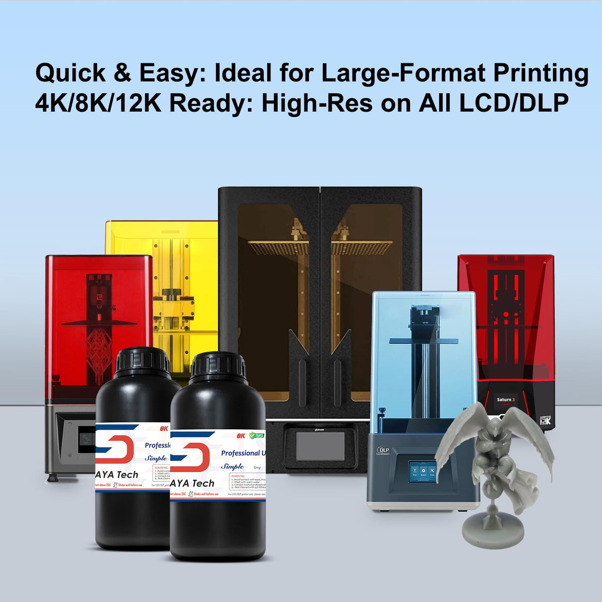 Siraya Tech Simple Water Washable 3D Printer Resin - Low Odor, Easy to Print, High Precision 405nm LCD UV-Curing Aqua Resin - Ideal for 8K Capable LCD, DLP 3D Printers (Grey, 1kg) Siraya Tech