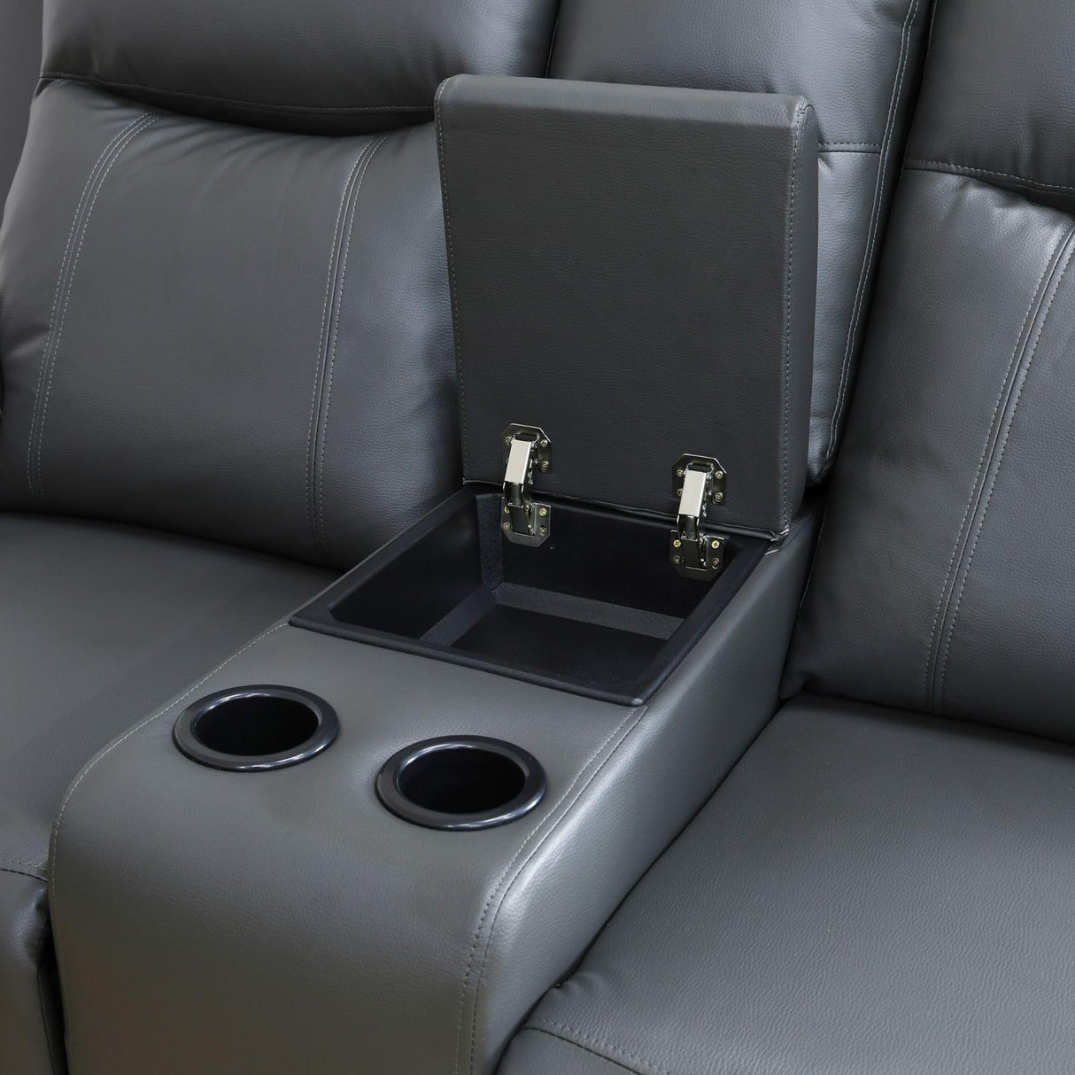 Air Leather Power Recliner Sofa Set with LED, Reclining Living Room Furniture Sets, Power Recliner Couch Set with USB Ports for House/Home Theater (Dark Grey, Sofa+Loveseat+Chair) AYCP Furniture