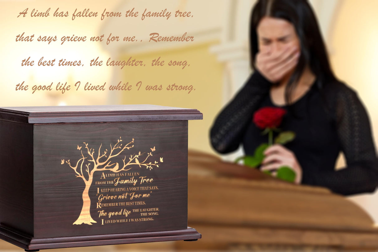 Cremation Urns for Ashes Wooden Urn Memorial Urn for Human Ashes Adult Male Female Large Burial Funeral Wood Urns Keepsake Tree of Life Urn Box and Casket Holds Up to 220 LBS (Horizontal Style 1) PREKIAR