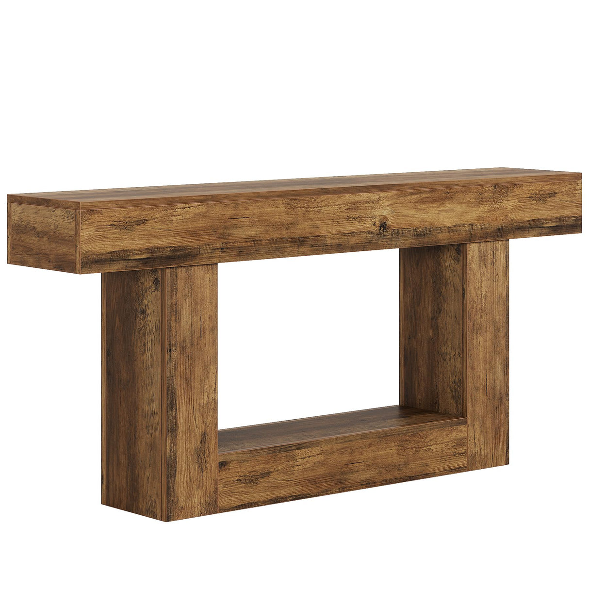 Tribesigns 63" Console Table, Farmhouse 2-Tier Entryway Table with U-Shaped Base, Narrow Long Wood Sofa Table Behind Couch Table for Living Room, Hallway, Foyer, Vintage Brown Tribesigns