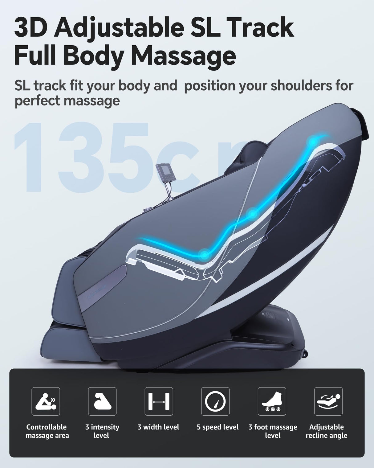 Stylish Massage Chair Full Body Zero Gravity Massage Chair Rocking Sleep Mode 3D SL Yoga Stretch Massage with Heat 12+ Modes Upgraded Calf +11cm Wireless Phone Charge Screen Touch Large Size Black UIIU