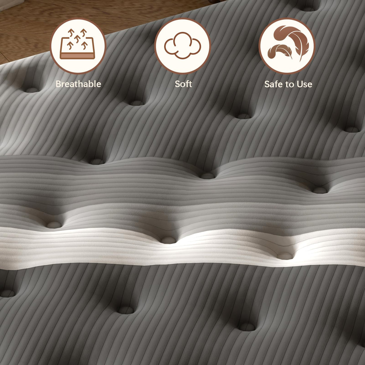 Lechepussleep Full Mattress,Lechepus 14Inch Soft Memory Foam Hybrid Mattress in Box,Plush Feel Full Size Mattress with Supportive Pocket Coil for Back Pain Relief,Motion Isolation,None of Fiberglass Lechepussleep