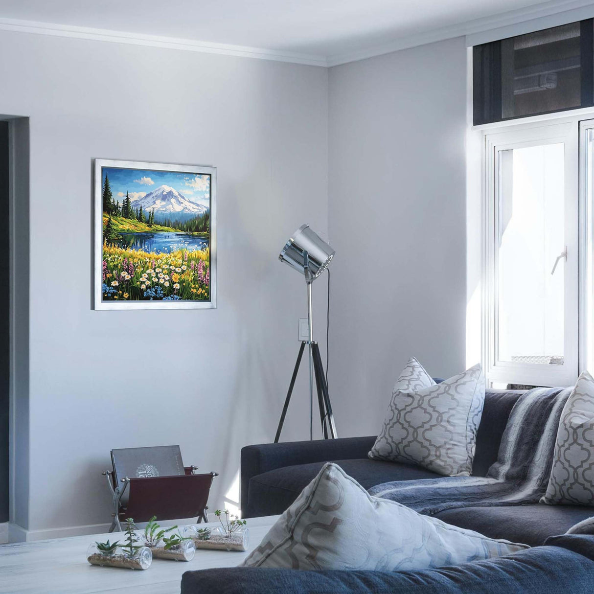 ARNLRDYA Paint by Numbers for Adults Mount Rainier National Park, Snow Mounta Forest Paint by Number Kits, Flowers Lake Scenery Acrylic Painting for Gift Home Wall Decor(16x20inches, Unframe) ARNLRDYA