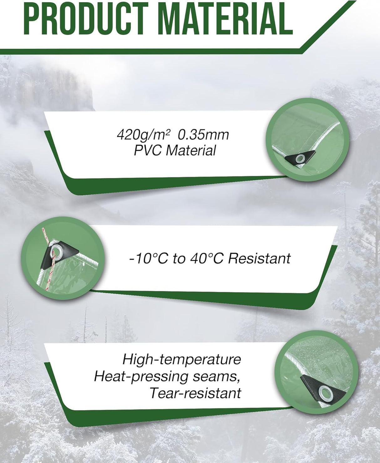 FoundGo 10' x 12' Clear Tarps Heavy Duty PVC Vinyl 20 Mil Thick Tarpaulin, Glass Tarpaulin with Metal Grommets, Protects Against Water, UV-Ray, Tear, Cold Weather Resistan FoundGo