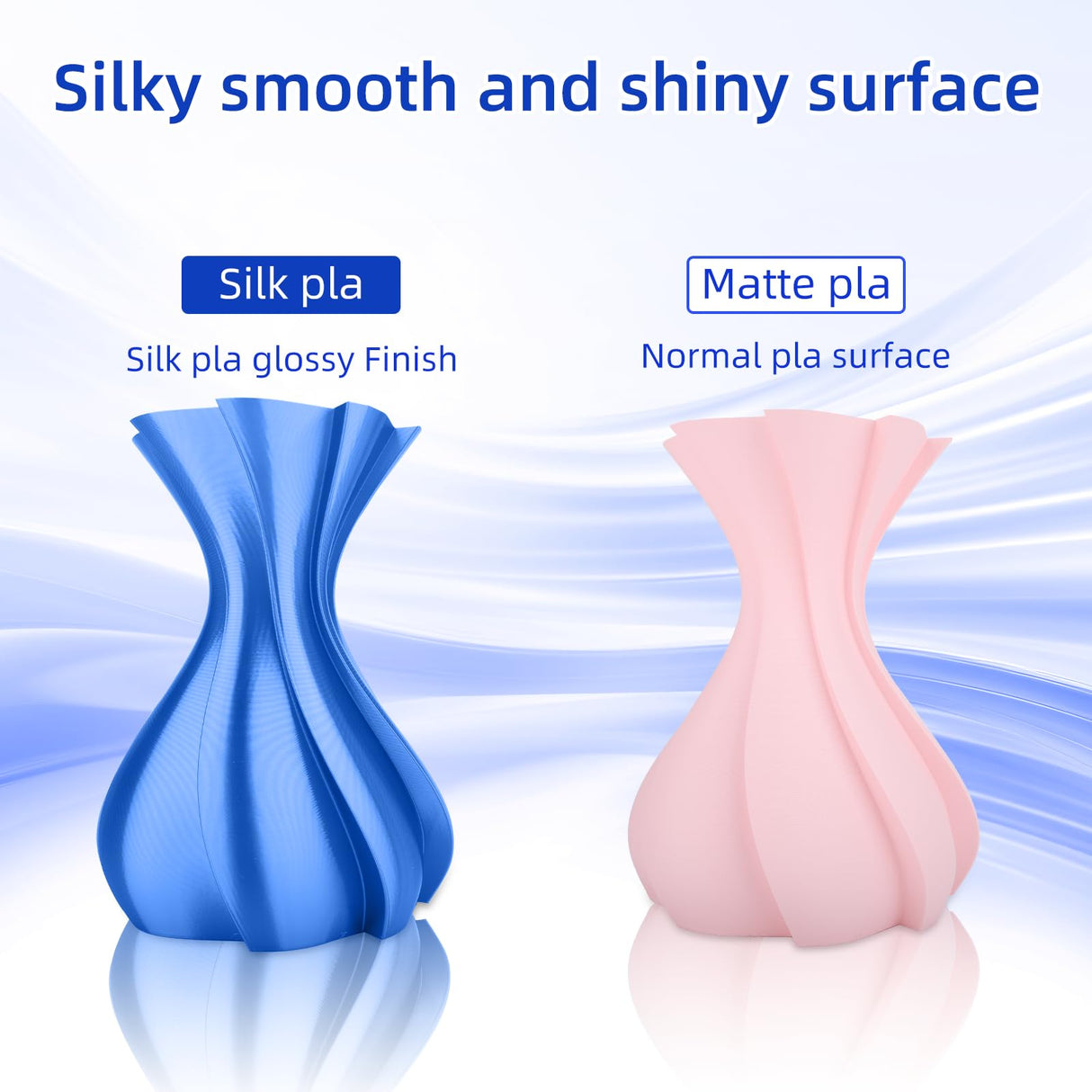 3DHoJor Silk PLA Filament 1.75mm, Silk PLA 3D Printer Filament, 2.2 LBS (1KG) Cardboard Spool, Fit Most FDM 3D Printer, Silk Blue 3DHoJor